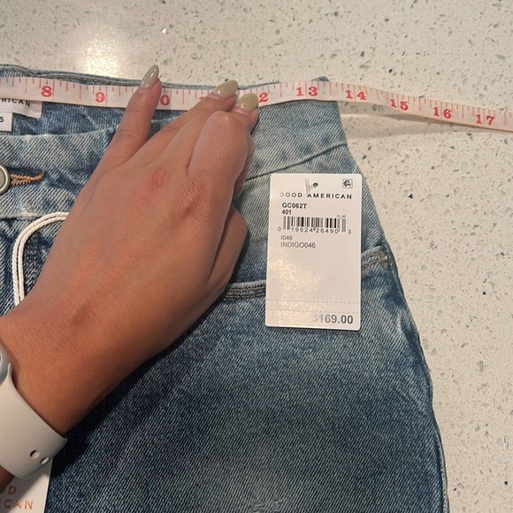 NWT Good American Good Classic Stretch Jeans Size 0 / 25 Straight Leg Distressed - Picture 9 of 10